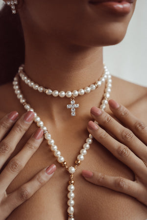 Pearl Necklace De La Cruz Mini - Crystal
