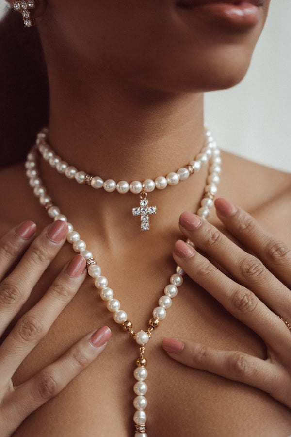 Pearl Necklace De La Cruz Mini - Crystal