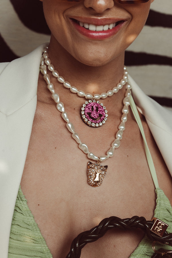 Pearl Necklace Gigi - Disco Dazzle Pink
