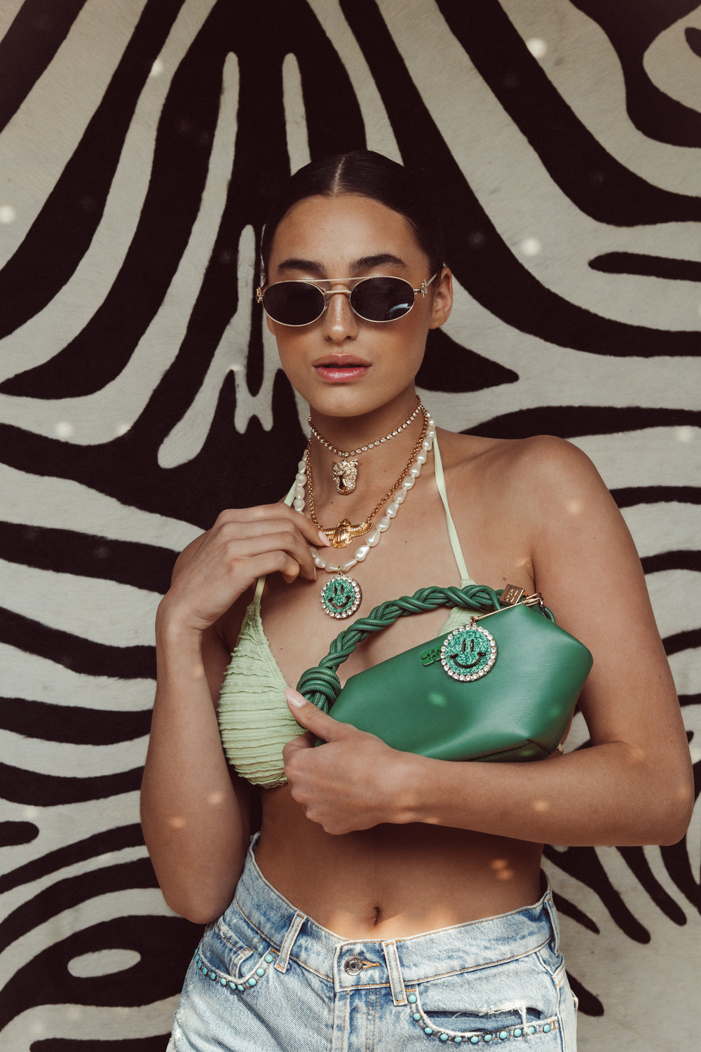 Pearl Necklace Kiki - Disco Dazzle Green