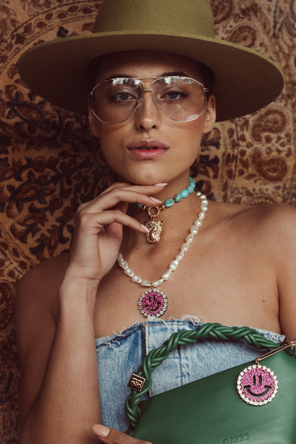 Pearl Necklace Kiki - Disco Dazzle Pink