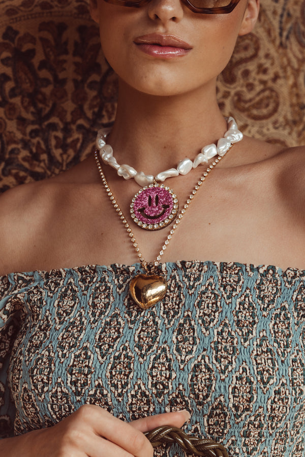Pearl Necklace Lois - Disco Dazzle Pink