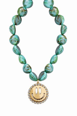Necklace Happy Mirror Gold XL - Turquoise