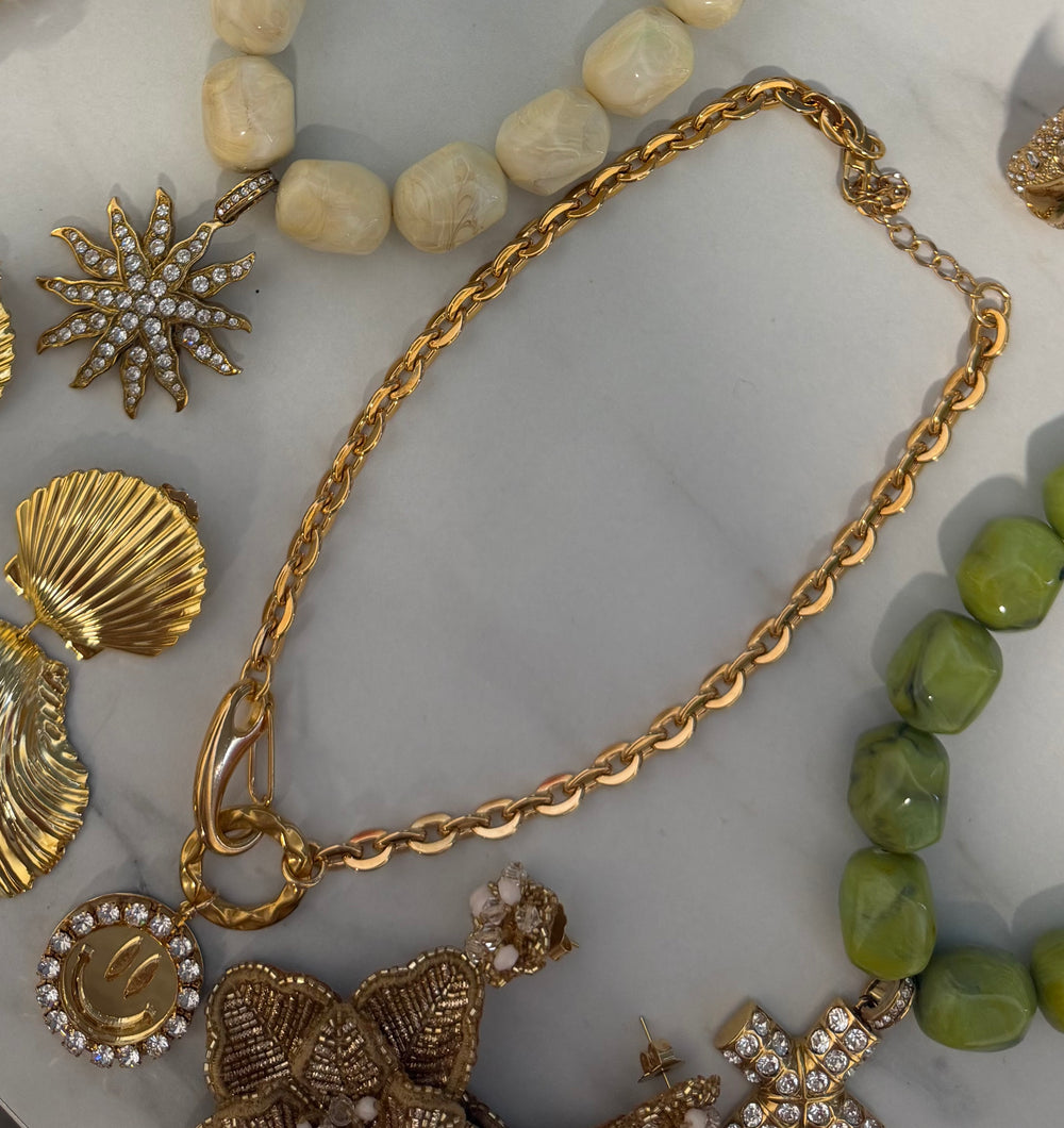 Chain Necklace Happy - Mirror Gold