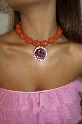 Necklace Happy - Orange/Mirror Pink