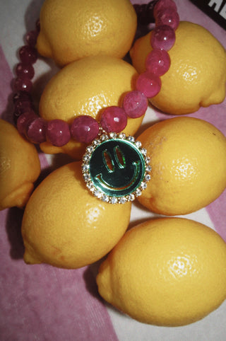 Necklace Happy - Fuchsia/Mirror Green