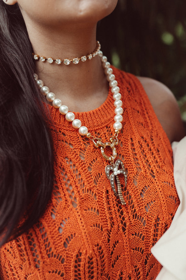 Dreamy Pearl Necklace - Sunset Palm