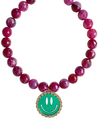 Necklace Happy - Fuchsia/Mirror Green