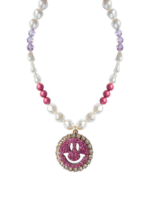 Necklace Happy Joy Joy - Disco Dazzle Pink